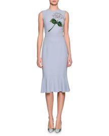 Dolce and Gabbana Hydrangea Embellished Flounce-Hem Dress at Neiman Marcus